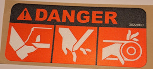 30229 DECAL,DANGER,DECK BLADES/BELT DIXIE CHOPPER W3