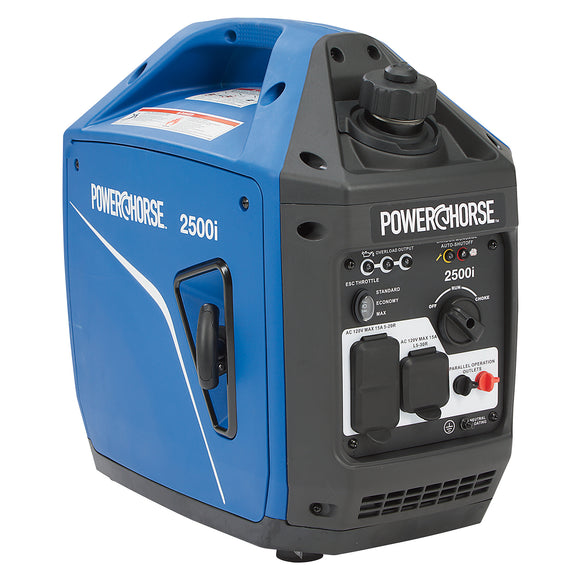 6075628  Inverter Generator, 2500 Surge Watts, 1800 Rated Watts, 120V, CO Shutdown, 52dB Quiet Run POWERHORSE