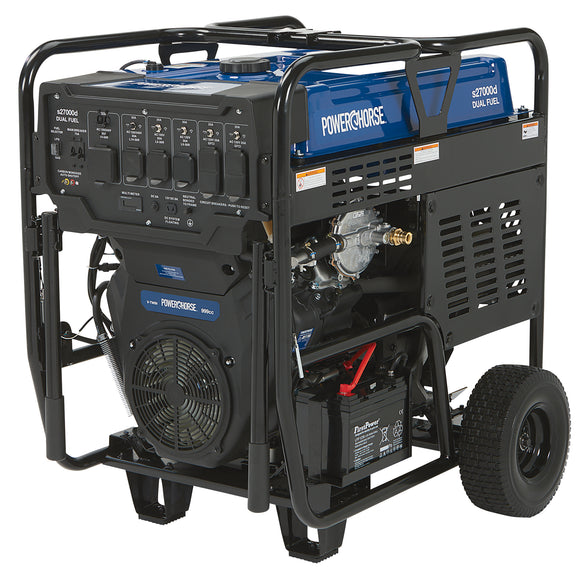 6075636 Powerhorse Portable Generator, 27,000 Surge Watts, 18,000 Rated Watts, 120/240V, Dual Fuel, Electric Start, CO Shutdown POWERHORSE