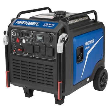 6075661 Powerhorse Inverter Generator, 10,500 Surge Watts, 8300 Rated Watts, 120/240V, Dual-Fuel, CO Shutdown, Quiet Run 62dB POWERHORSE