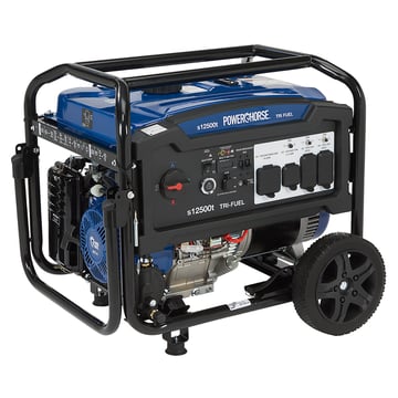 6075695 Portable Tri-Fuel Generator with Electric Start, 12,500 Watts POWERHORSE