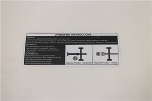 777887 NS DECAL - OPERATION INSTRUCTIONS NORTHSTAR