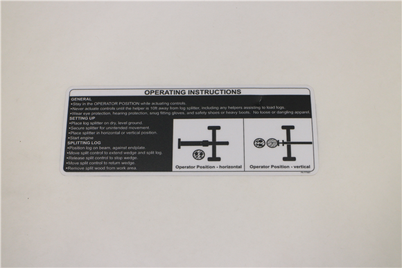 777887 NS DECAL - OPERATION INSTRUCTIONS NORTHSTAR