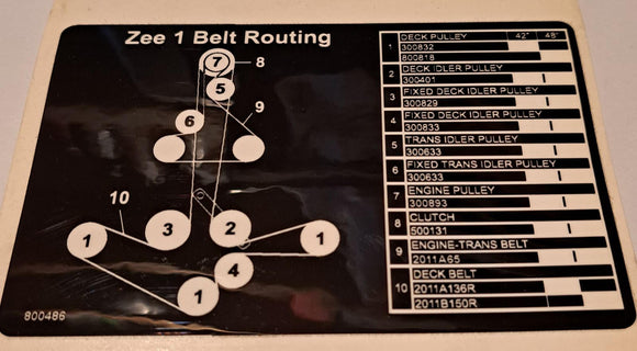 800486 DECAL BELT ROUTE 42/48 DIXIE CHOPPER WH3