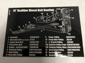 800186 DECAL BELT ROUTE XCALIBER 74" DIESEL DIXIE CHOPPER WH2
