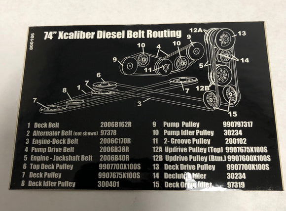 800186 DECAL BELT ROUTE XCALIBER 74