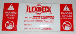 800009   FLEXDECK DECAL, MANUFACTURING BY  DIXIE CHOPPER