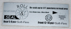800019   ROLL & SEAL TIRE PRESSURE DECAL   DIXIE CHOPPER WH2