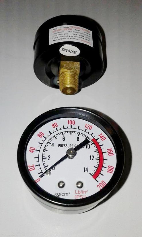 AOPE-21013 AIR PRESSURE GAUGE 1/4 INCH NPT 200 PSI BACK MOUNT TWO SHOWN SOLD EACH FM931